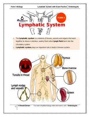 Lymphatic System Notes with Exam Practices - Ahmed Omaar
